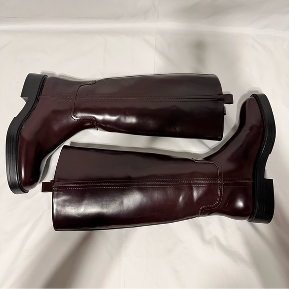 Zara Shoes - ZARA Oxblood / Burgundy Leather Knee-High Riding Boots | Flat sz 40